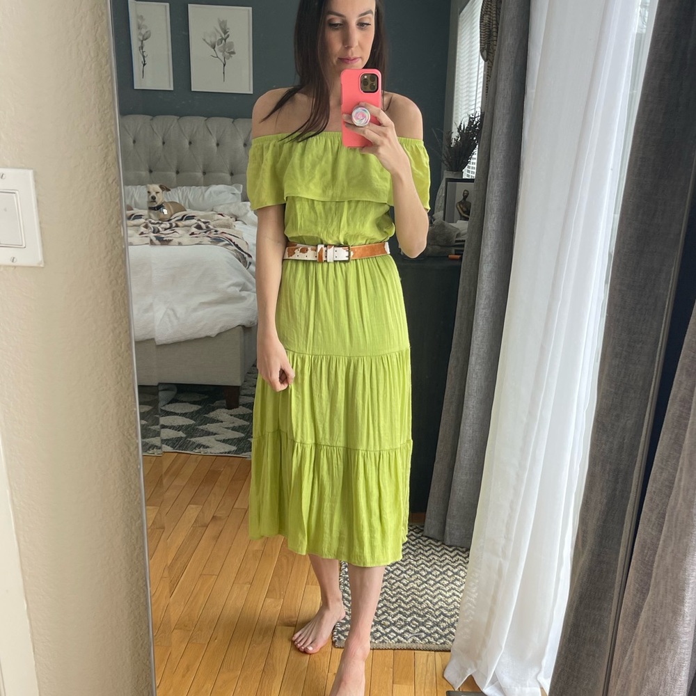 Lime dress ruffle dress